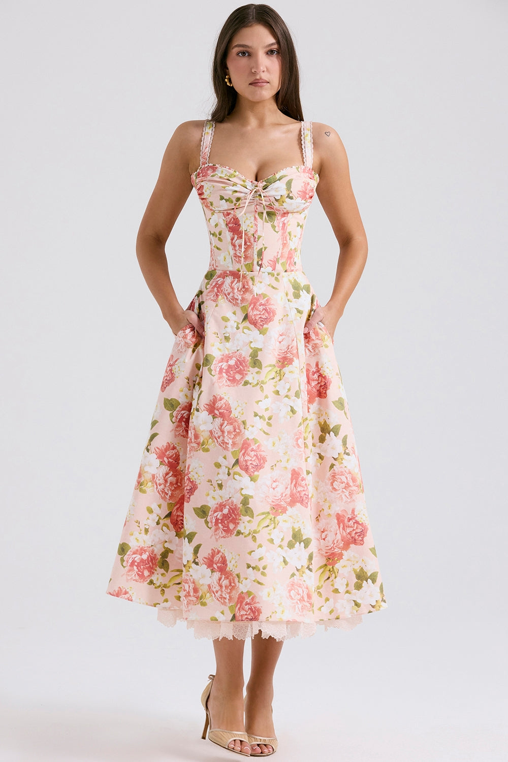 Isabella Blooming Garden Midi Elbise