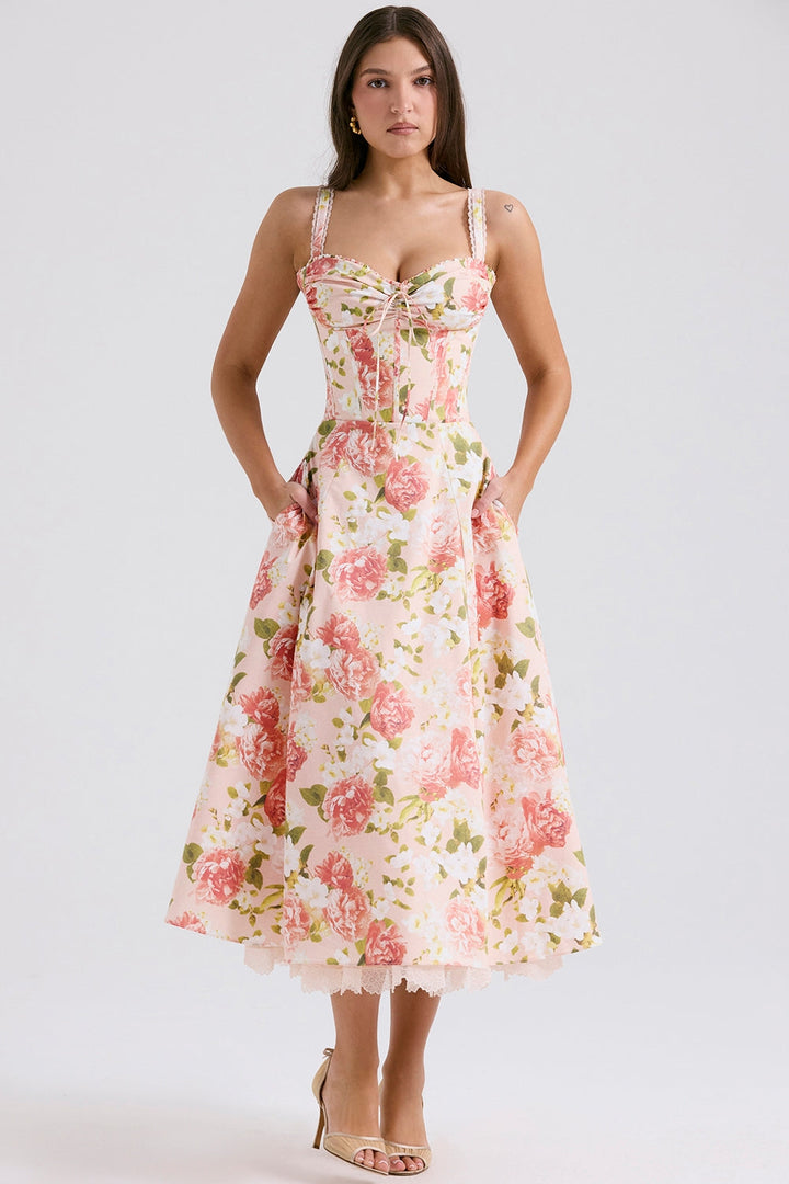 Isabella Blooming Garden Midi Elbise