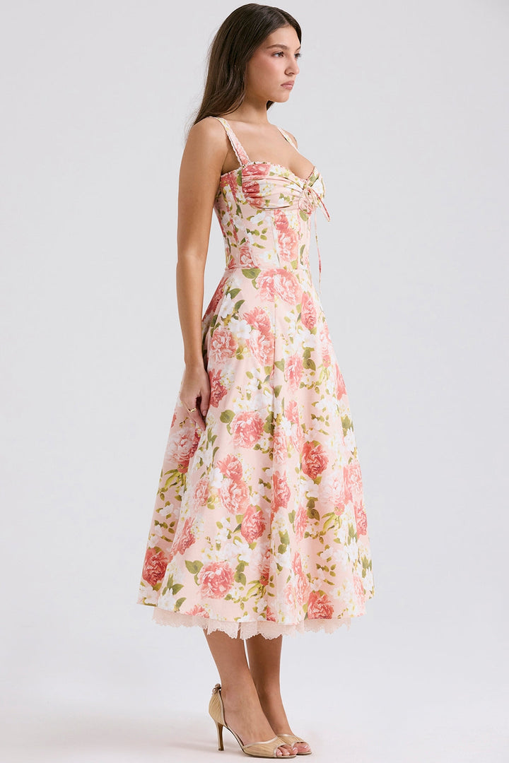 Isabella Blooming Garden Midi Elbise