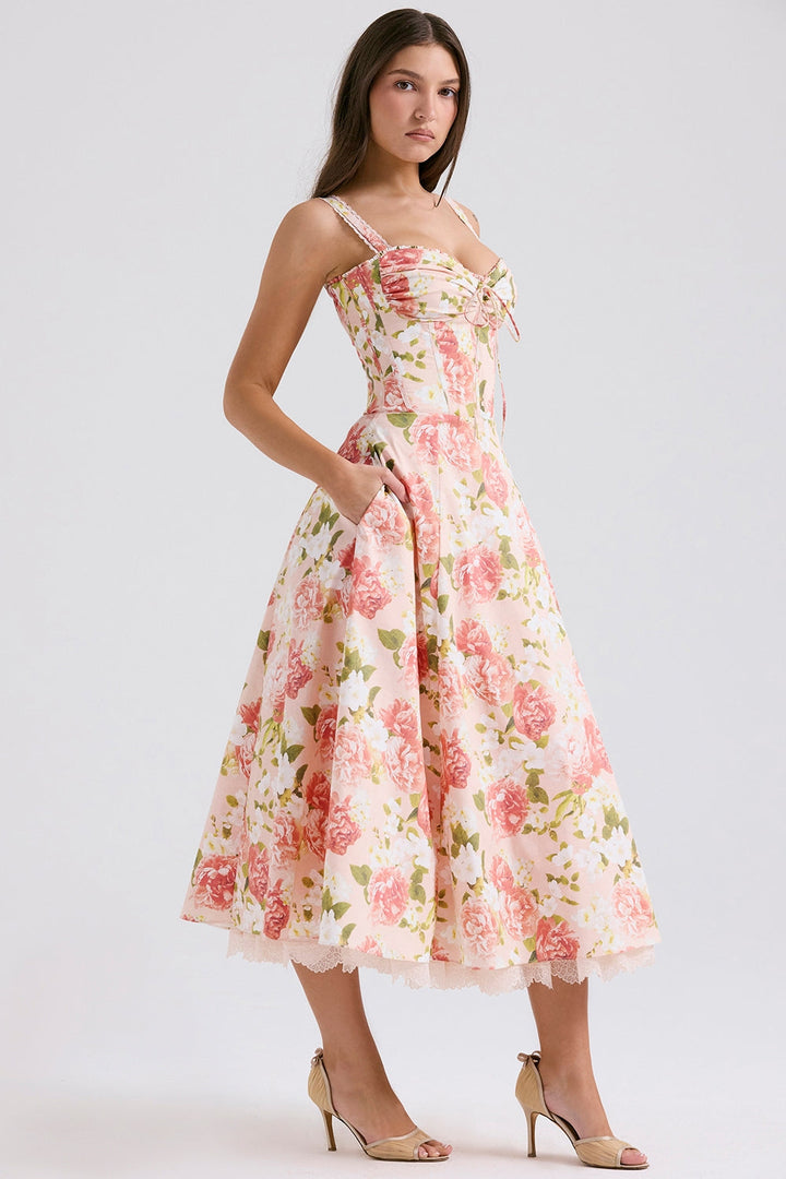 Isabella Blooming Garden Midi Elbise