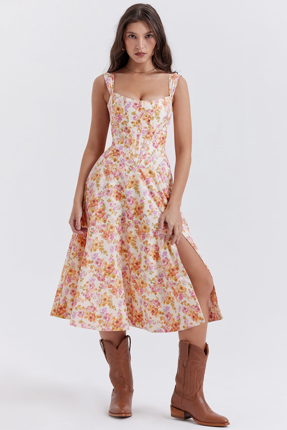 Elowen Floral Midi Elbise