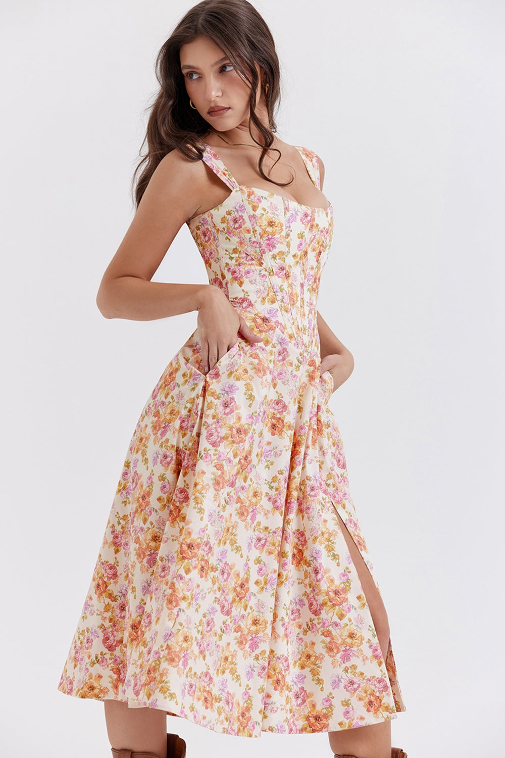 Elowen Floral Midi Elbise