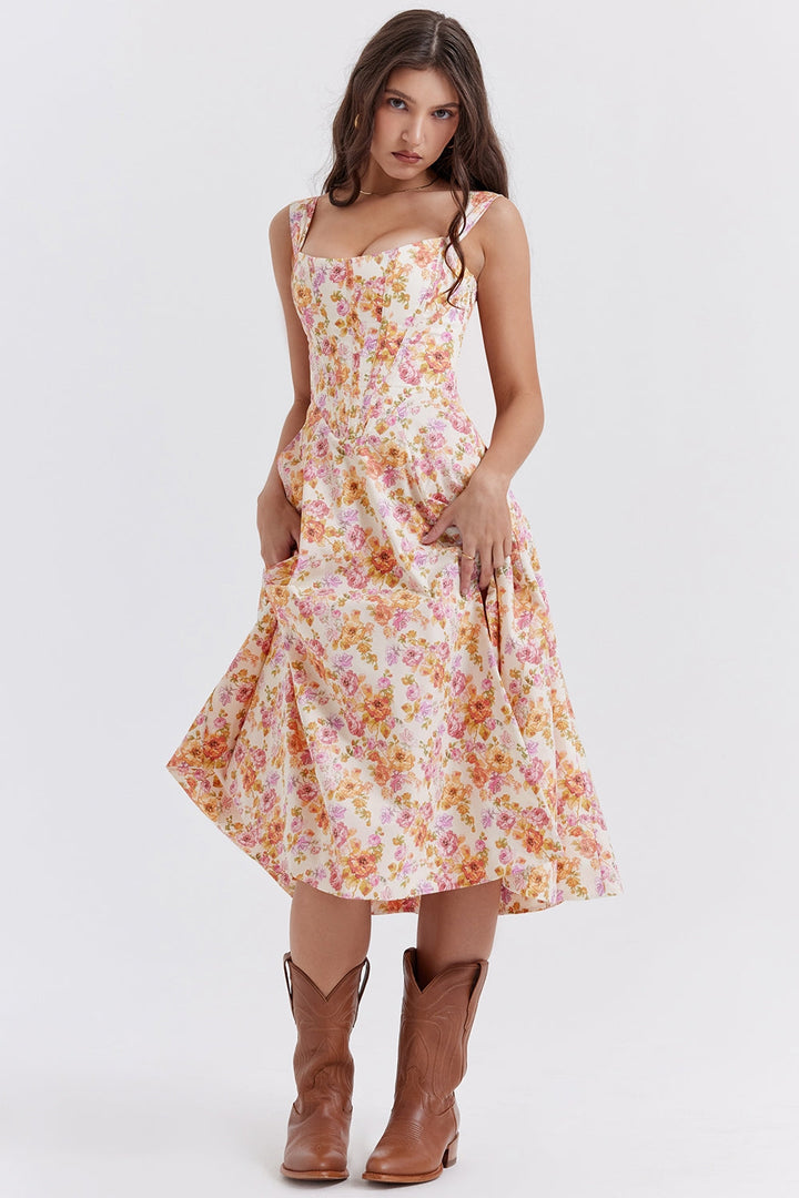 Elowen Floral Midi Elbise