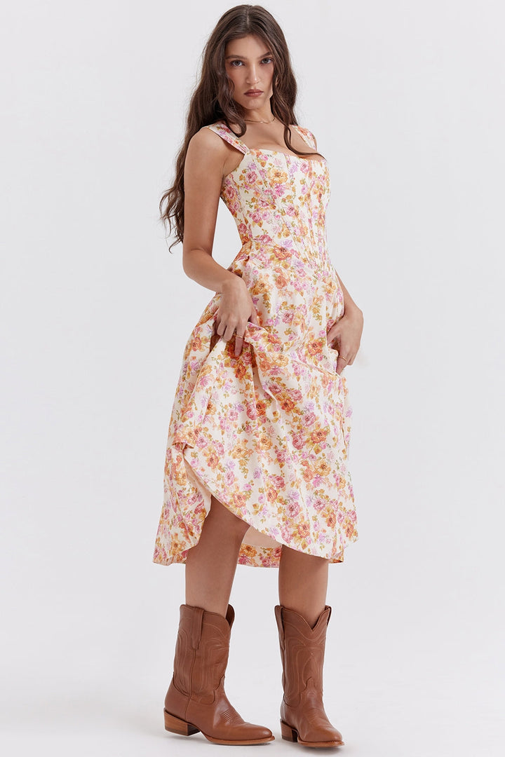 Elowen Floral Midi Elbise