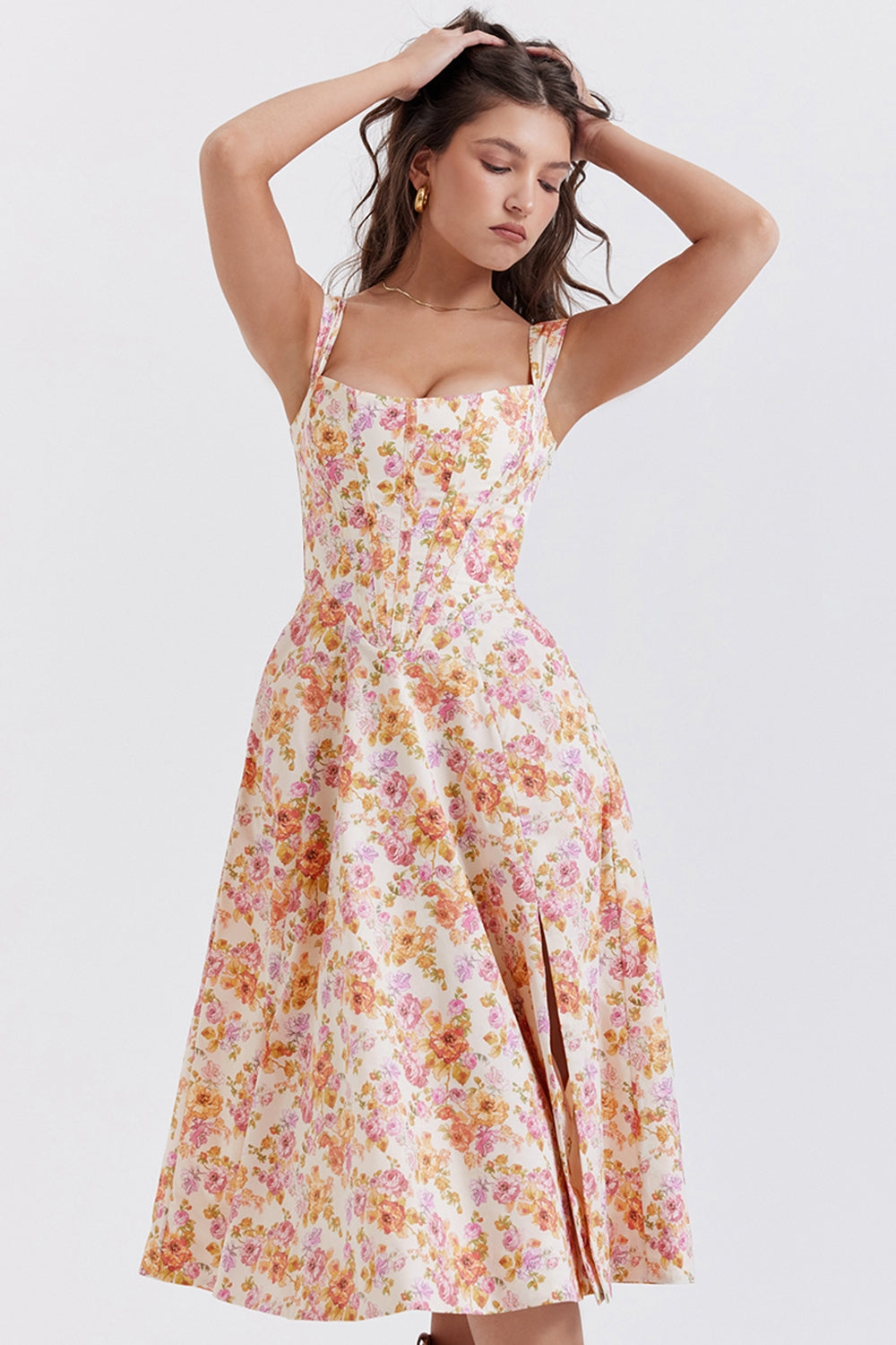 Elowen Floral Midi Elbise