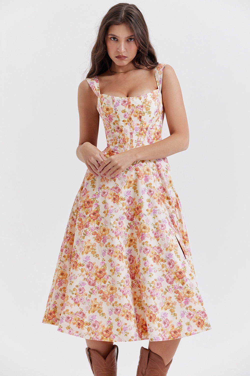 Elowen Floral Midi Elbise