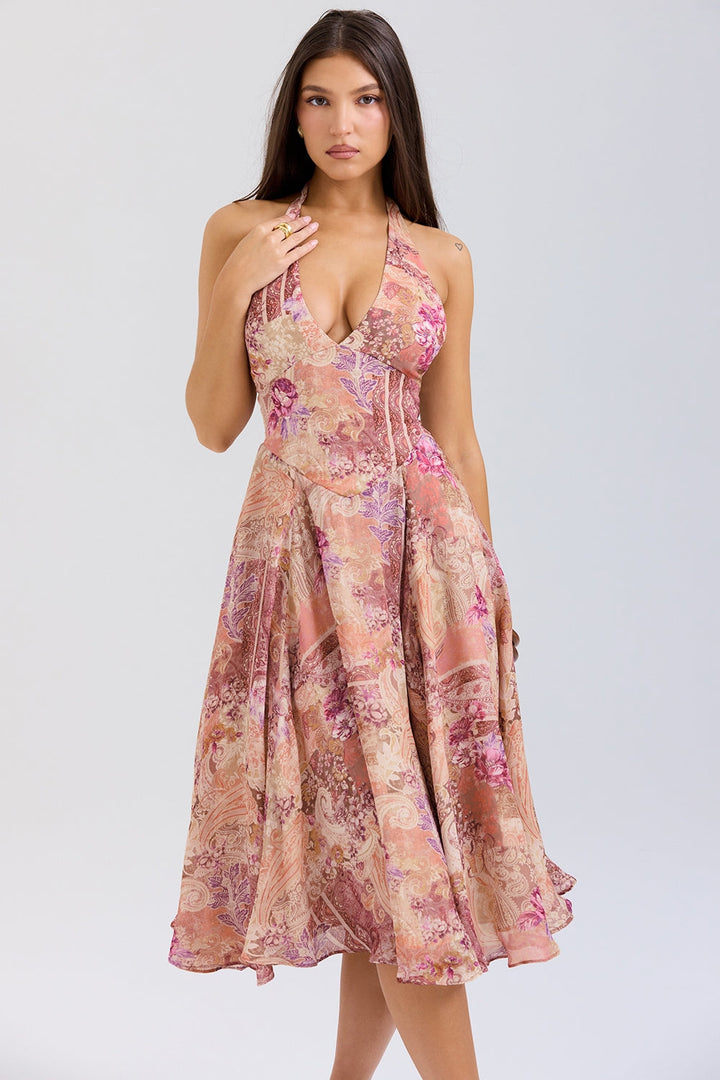 Elara Paisley Dream Midi Elbise