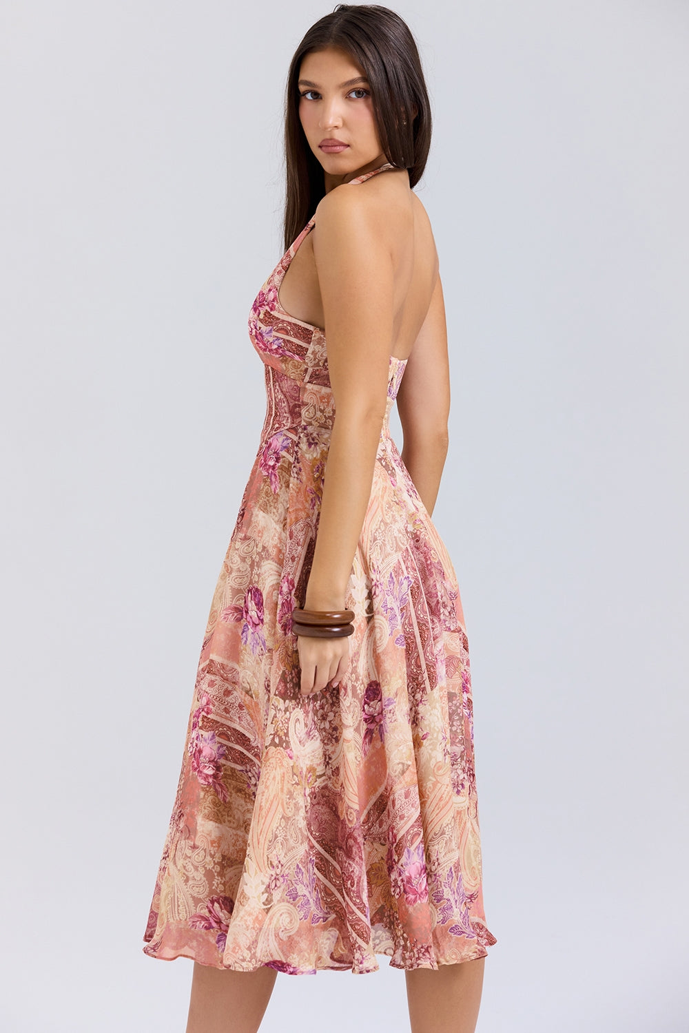 Elara Paisley Dream Midi Elbise