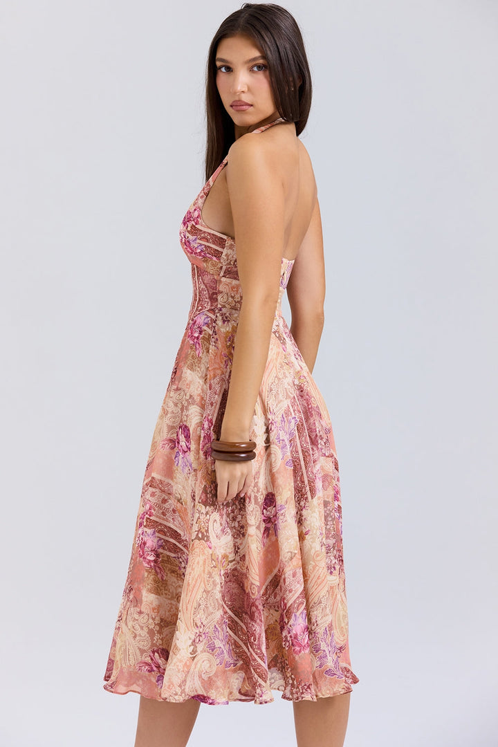 Elara Paisley Dream Midi Elbise