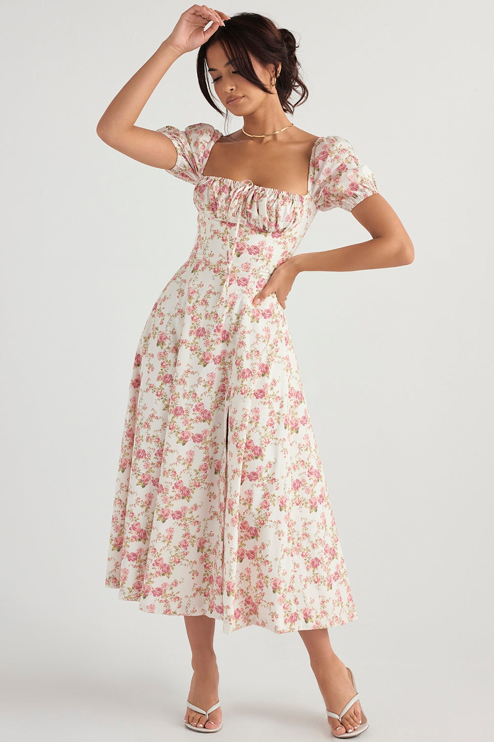 Blossom Reverie Corset Midi Elbise