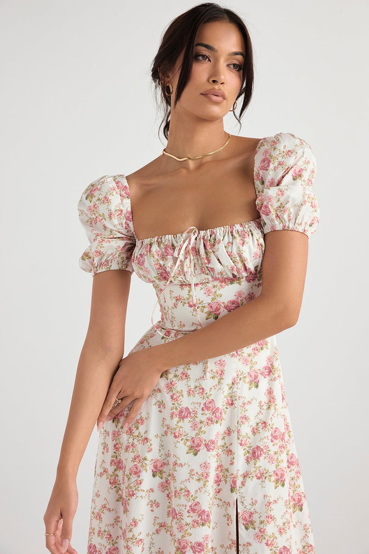 Blossom Reverie Corset Midi Elbise