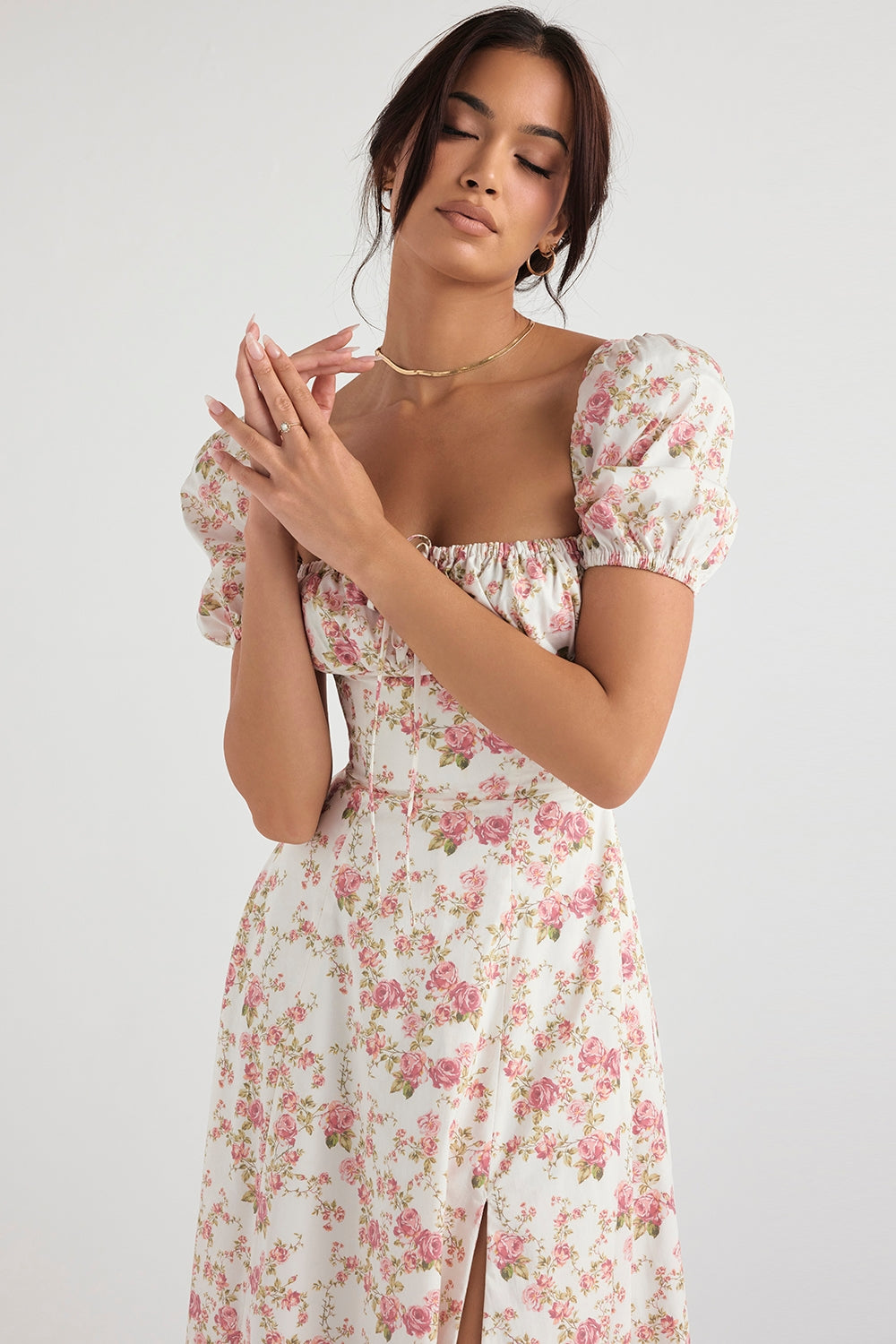 Blossom Reverie Corset Midi Elbise