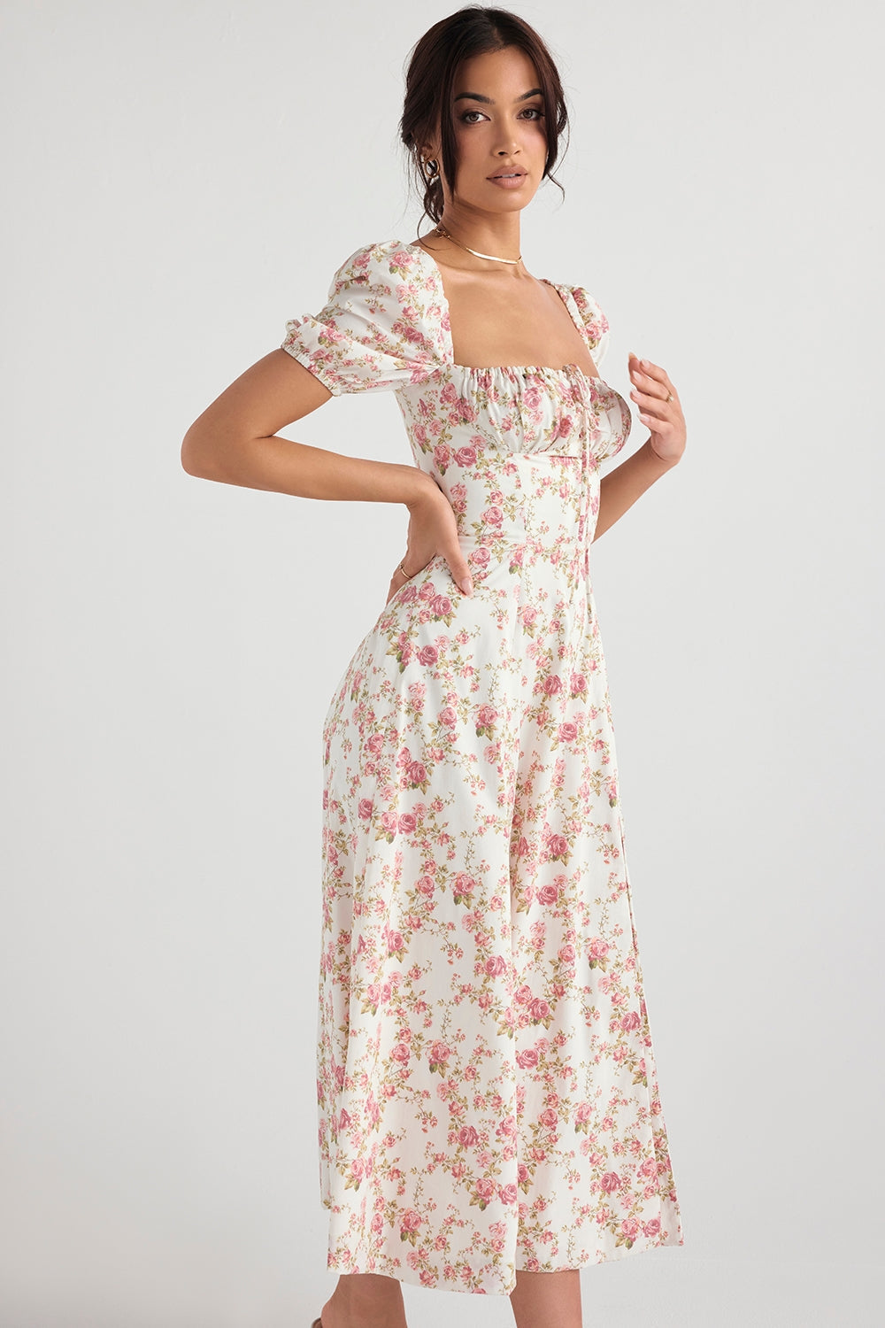 Blossom Reverie Corset Midi Elbise