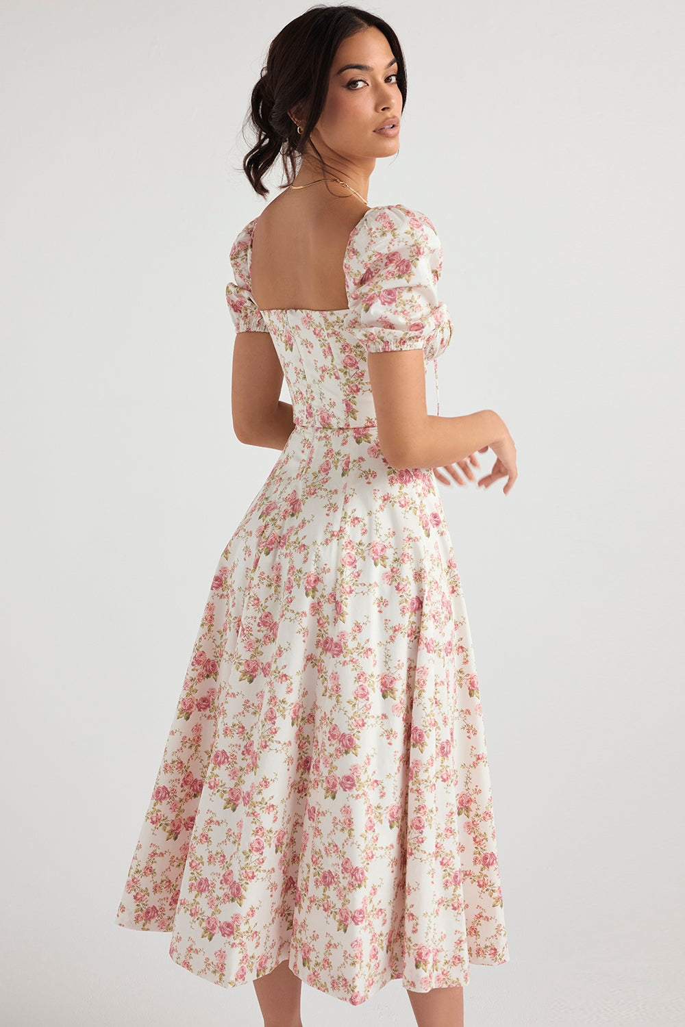 Blossom Reverie Corset Midi Elbise