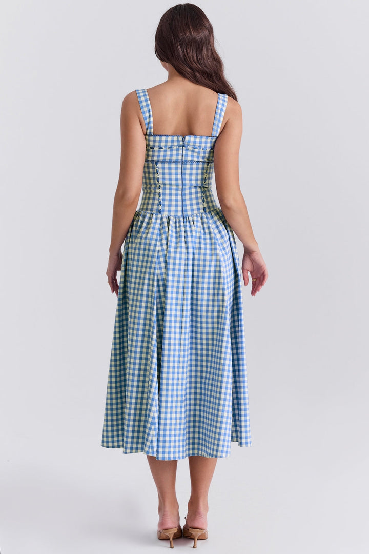 Charlotte Gingham Midi Elbise