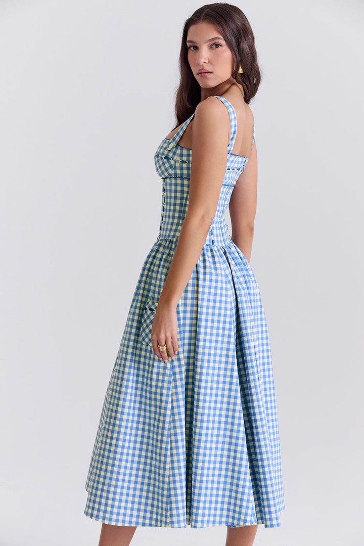 Charlotte Gingham Midi Elbise