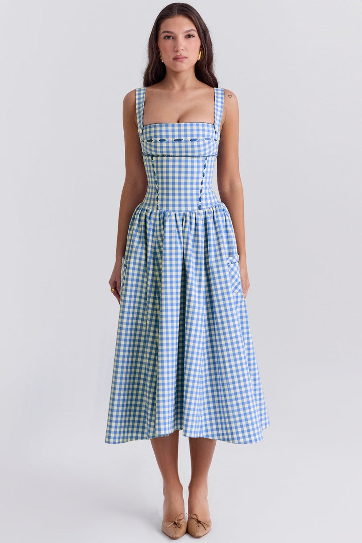 Charlotte Gingham Midi Elbise