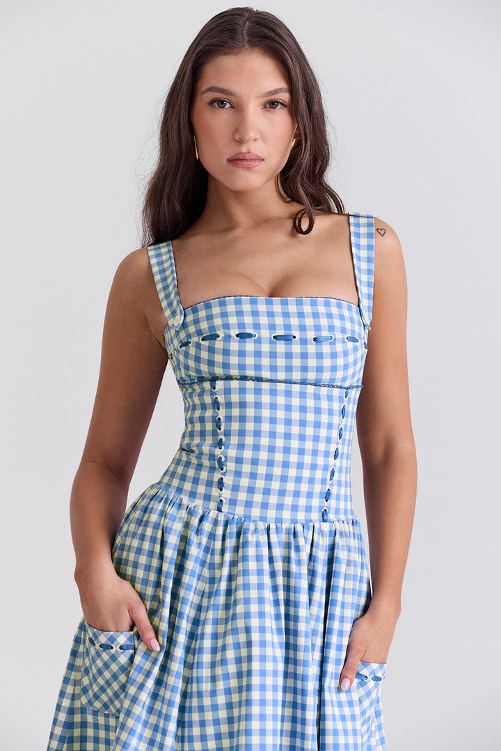 Charlotte Gingham Midi Elbise