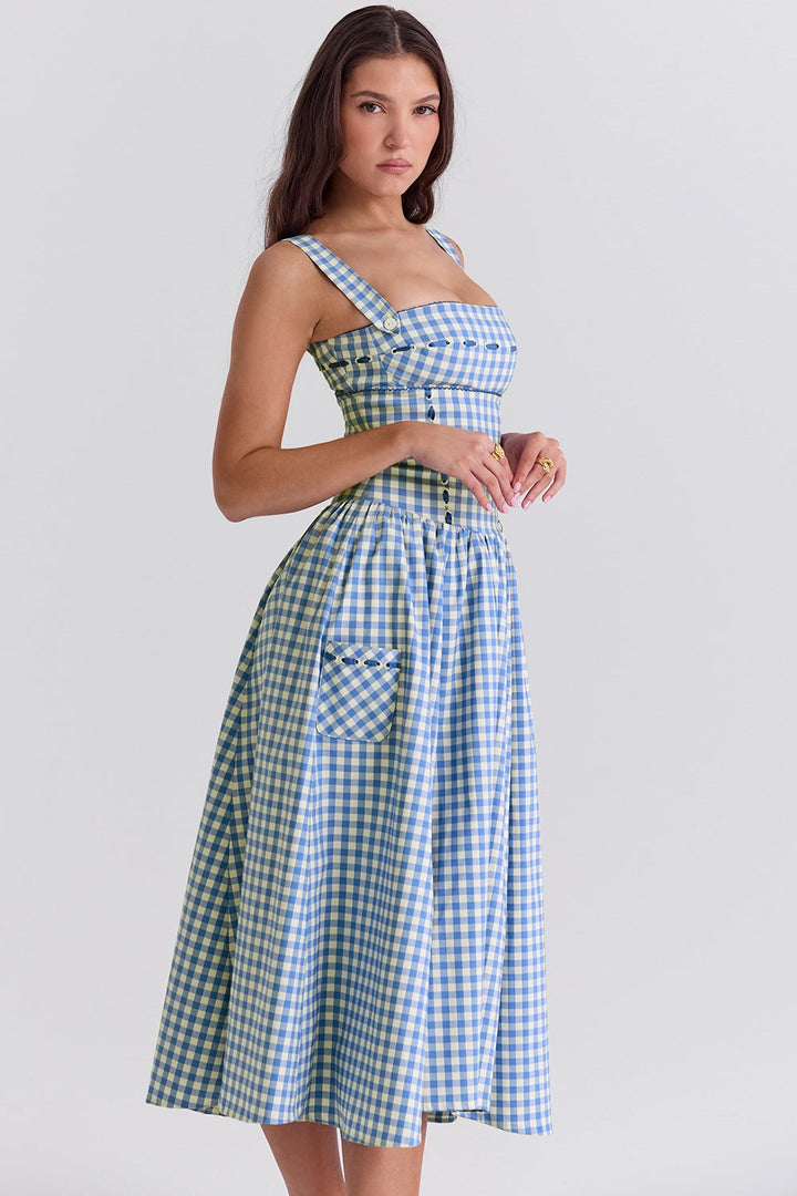 Charlotte Gingham Midi Elbise