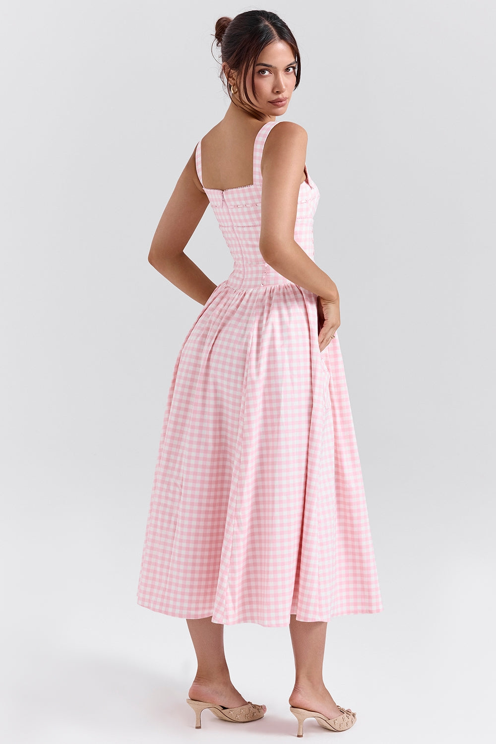 Arlette Gingham Midi Elbise